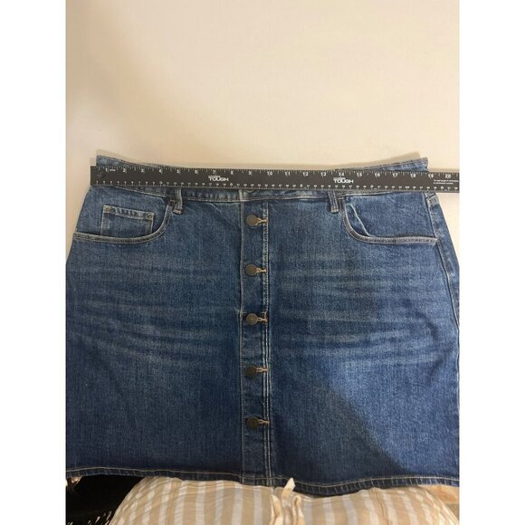 Old Navy High Rise Secret Slim Pockets Sz 16 Button Down Jean Mini Skirt Medium - Picture 5 of 6